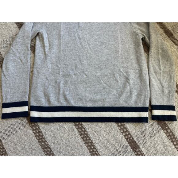 Jumper 1234 Cashmere Crew Neck Stripe Sweater Women’s Small 2 Gray Blue White - Picture 3 of 9